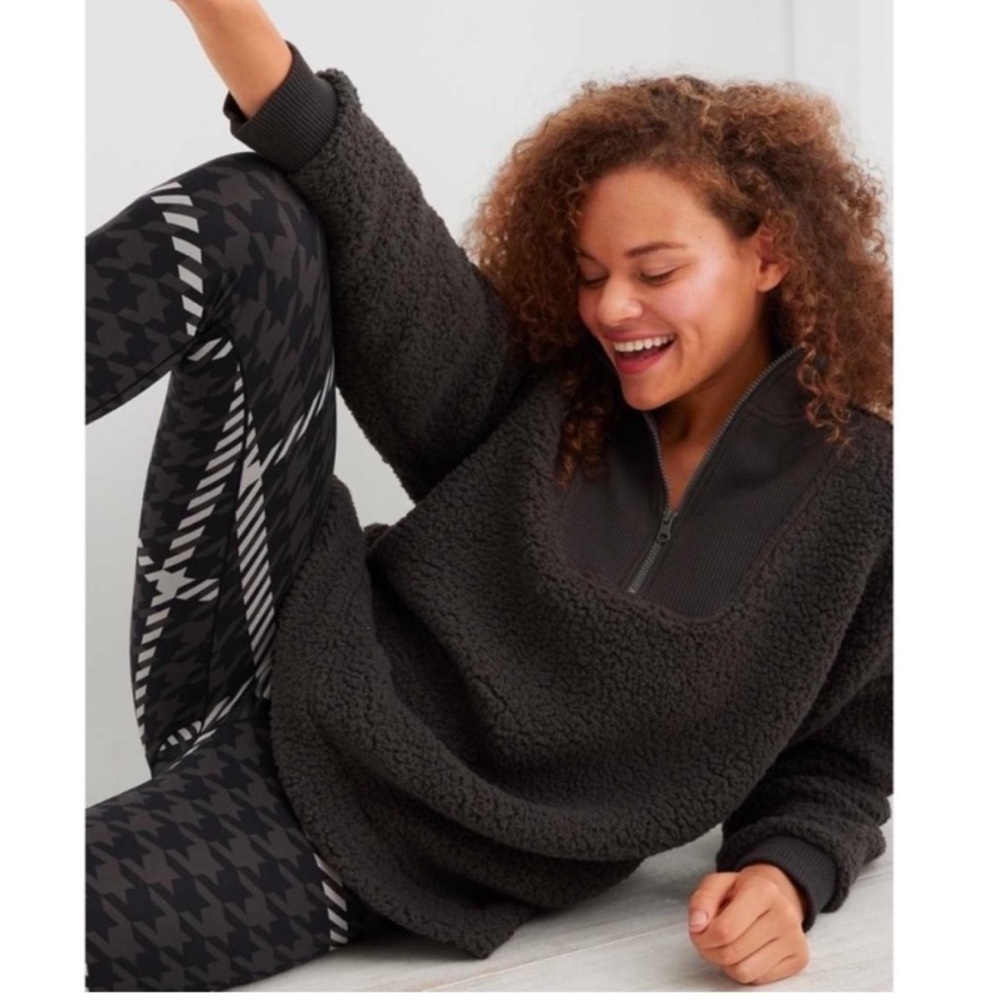 •AERIE• Dream Sherpa Quarter Zip Pullover Sweatshirt in Gray‎ Size Small